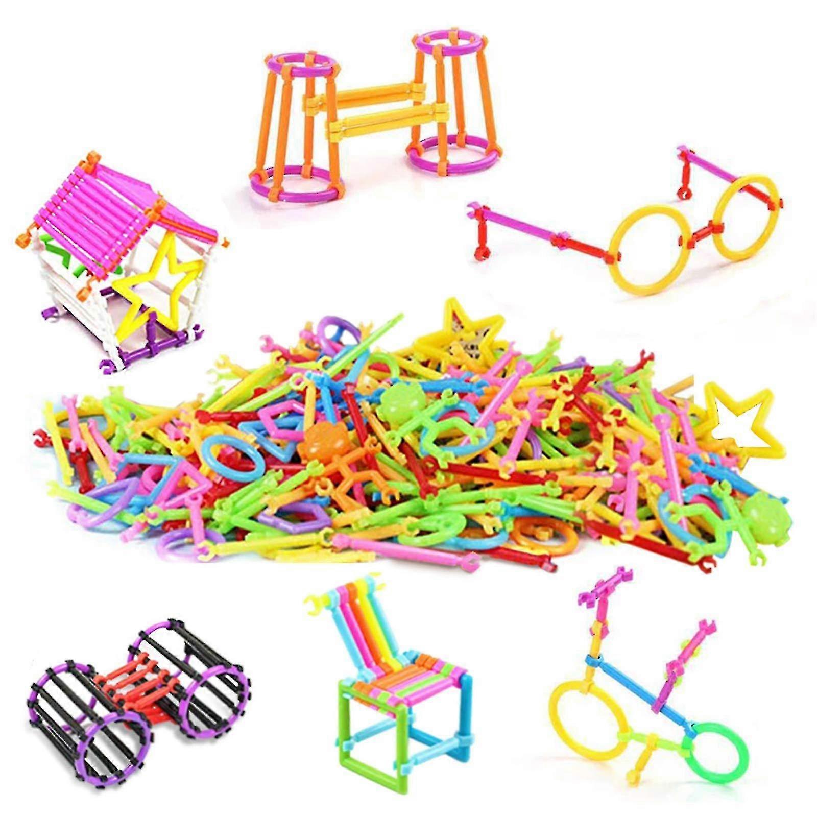 Kids Construction Building Blocks Bars 420pcs Diy Interlocking Sticks Geometry Shapes 3d Intelligence Educational