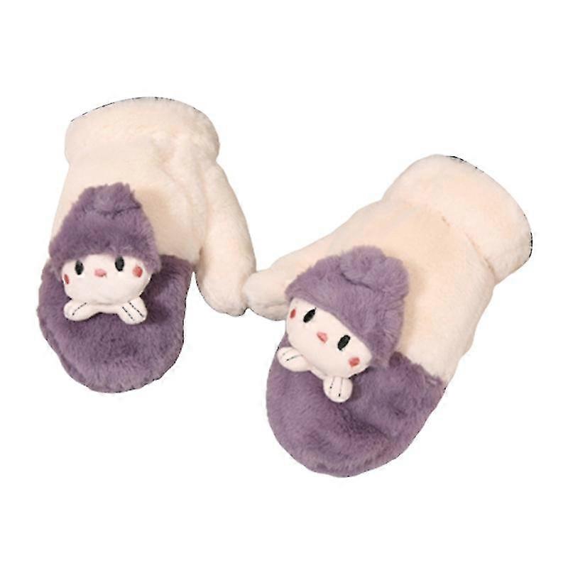 Doublé Lapin Peluche Mitaine Hiver Gants Chauds Cartoon Doll Gants Pleins Doigts