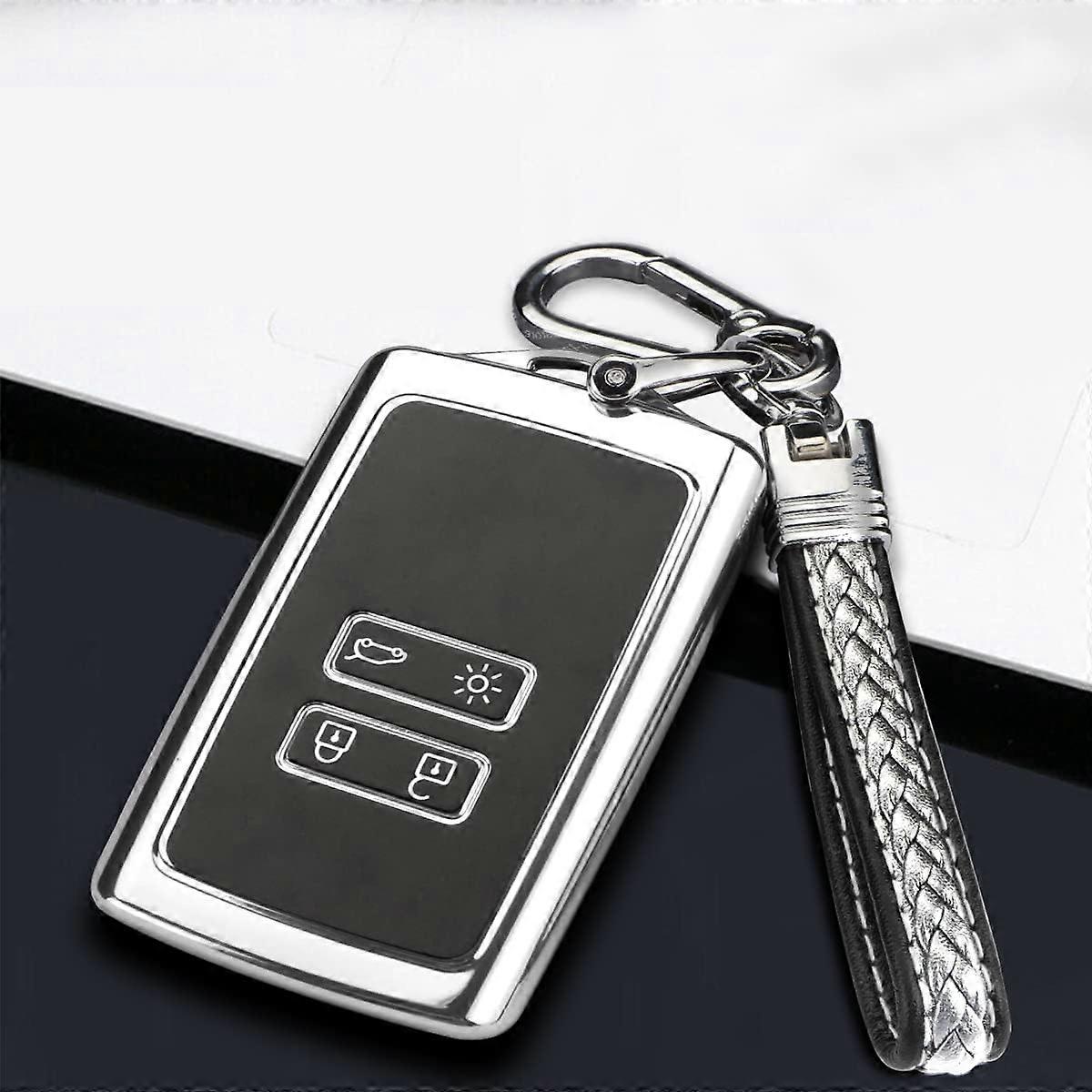 Key Shell Custom Fit for Captur Clio Megane Kadjar Koleos 2 TPU Key Cover 4 Button Key Card Case(1 Pcs Red)