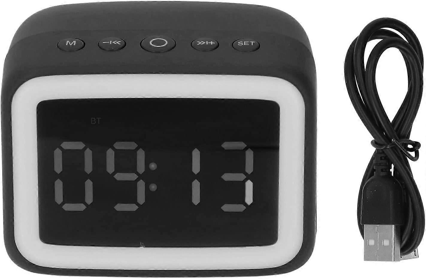 Digital Alarm Clock Bluetooth Speaker Mini Mirror Clock (Black) (1Pcs)