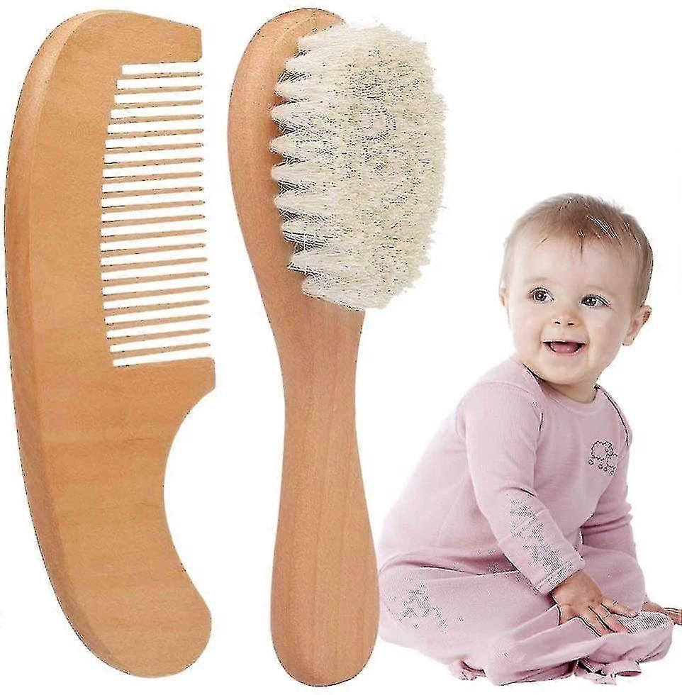 2 pacotes de escovas de bebê e pentes de madeira natural