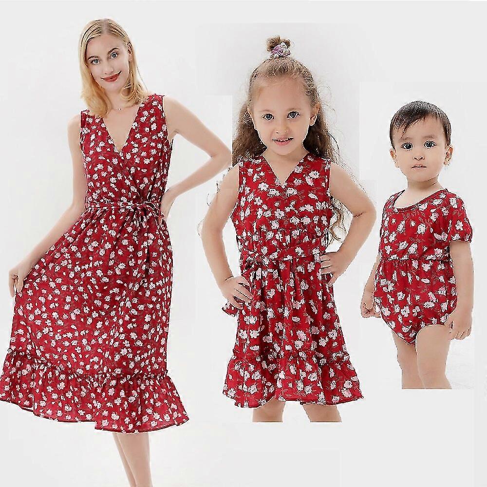 2022 الأسرة دبابة الأم ابنة مطابقة فساتين أمي وأنا أمي أمي ملابس الطفل بوهو بيتش النساء طفل صغير الفتيات فستان طويل