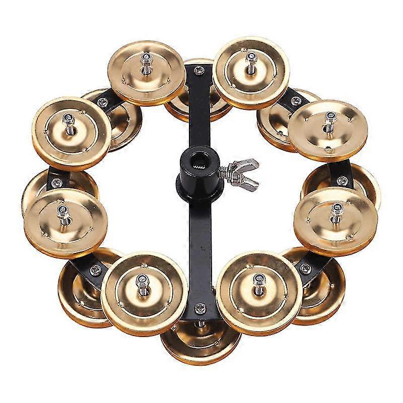 Musical Kalimba Portable Percussion Hi-hat Tambourine With Row Alloy Jingles Drum Set ,gold