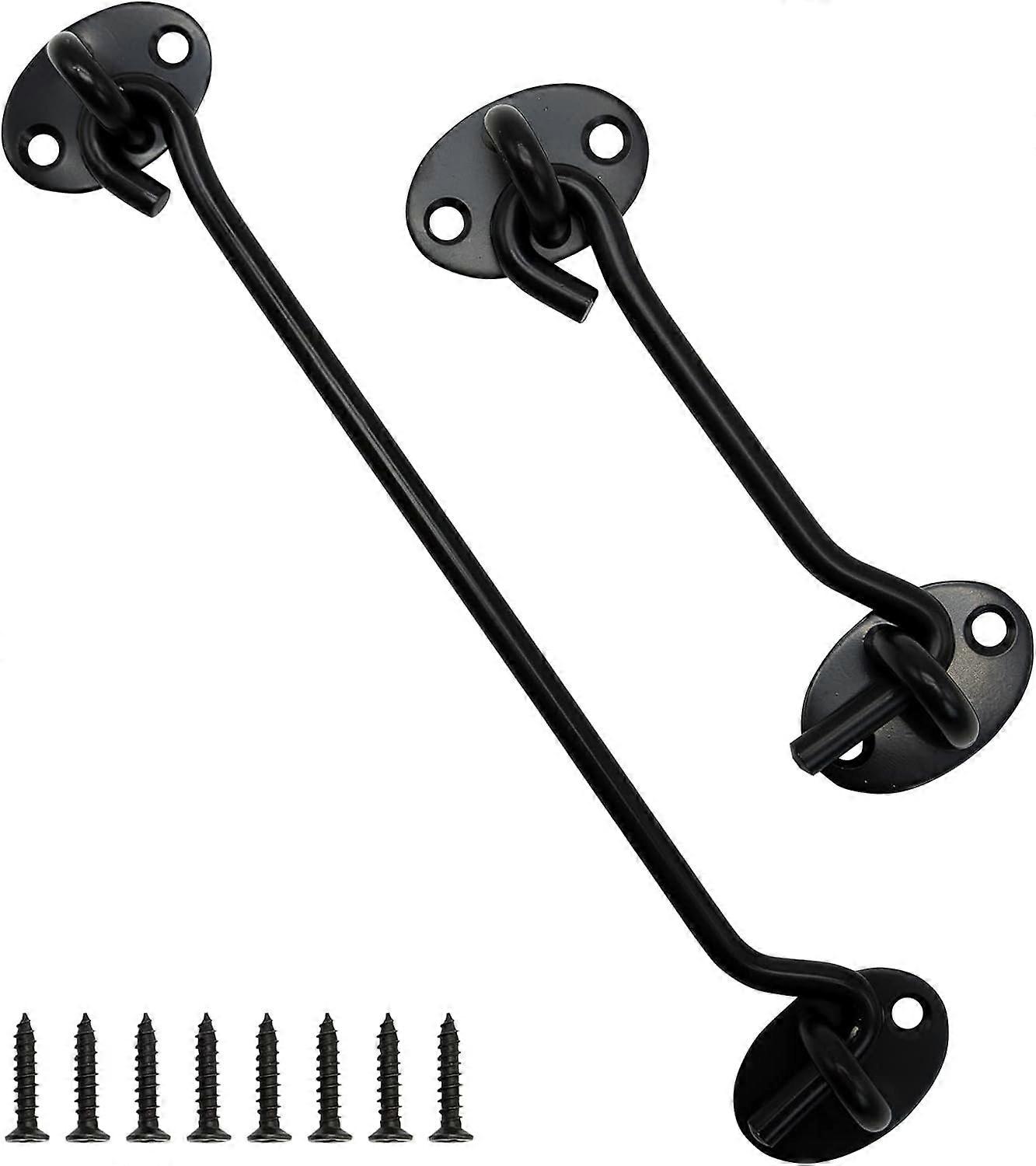 Rustfrit stål vindue sort vindkrog vindue krog bindekrog vindkrog sømdør og vindue krog kabinekrog 2 installeret dørlås krog