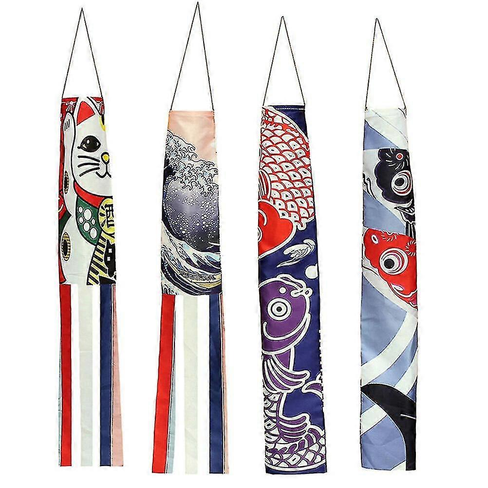 4pcs Restaurant Windsock Decorative Wind Direction Flags Garden Hanging Flags