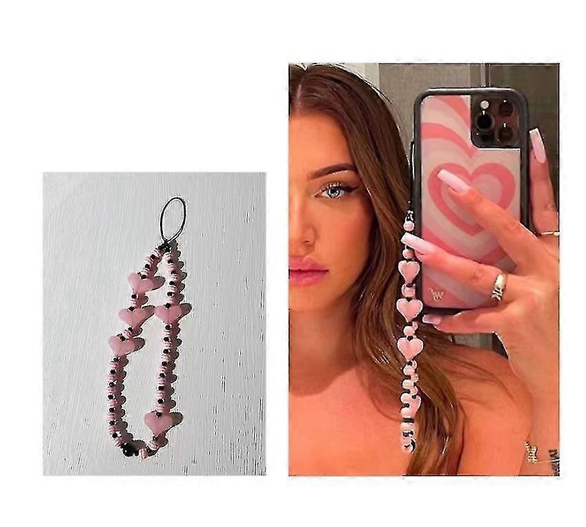 3 pièces Love Heart Shape Keychain Lanyard pour téléphone