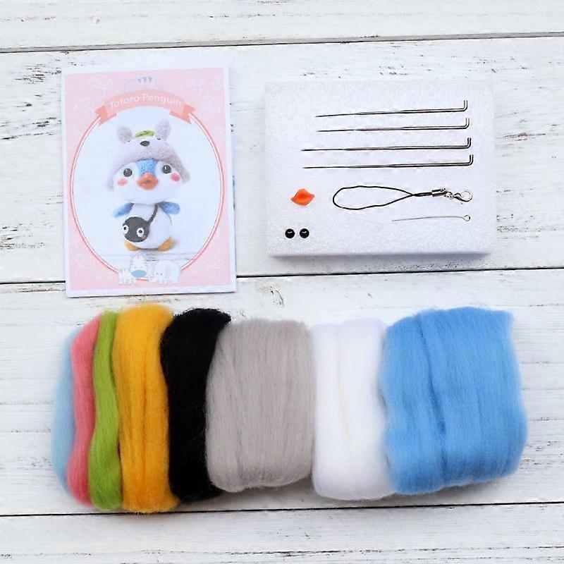 Penguin Wool Felt Crafts DIY Unfinished Poked Set Handcraft Kit for Needle Material Bag Pack Handmade