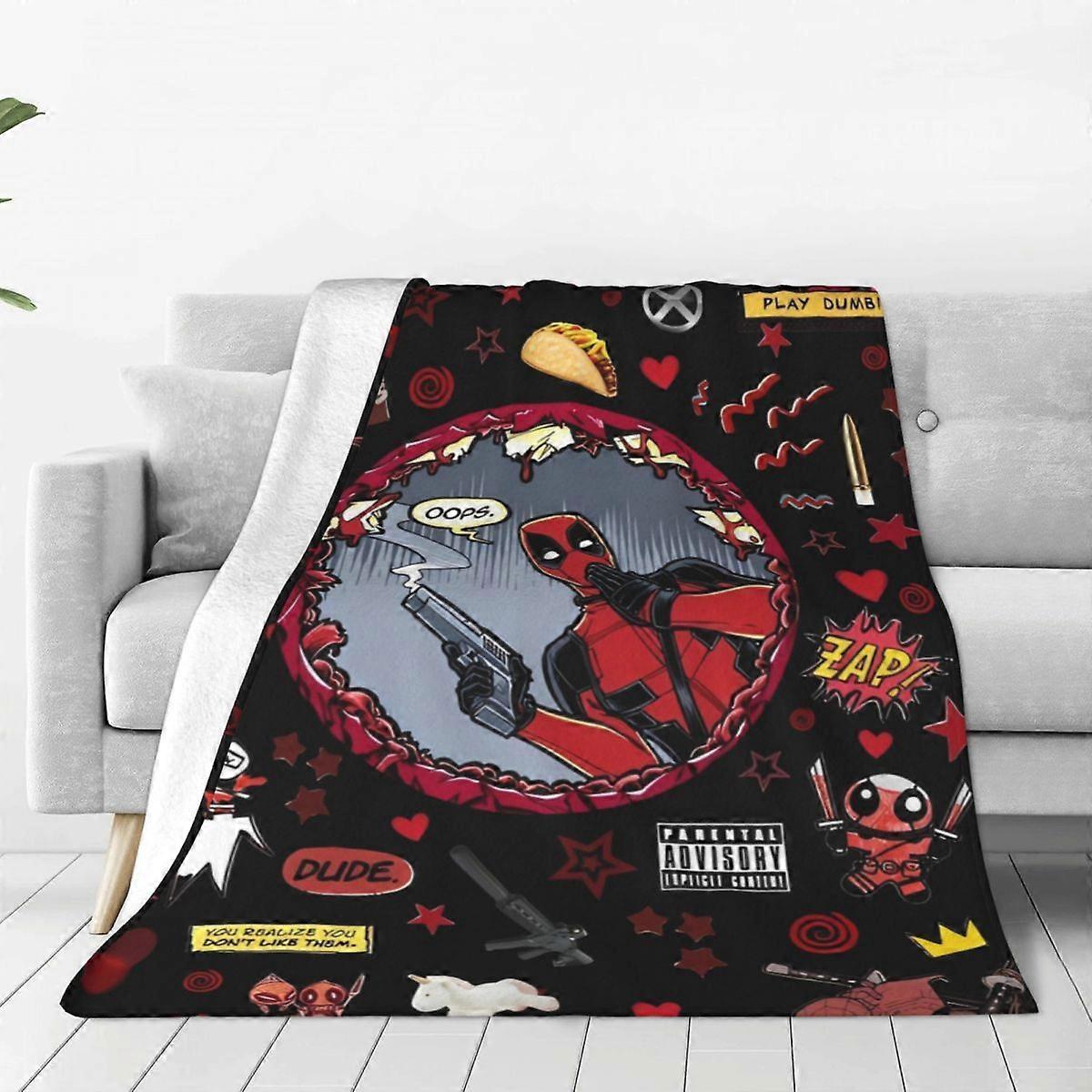 v460 Cobertores Deadpool (30)-bayingimg Cobertor de Qualidade Quente Macio Lance Cobertor Outono Avião Viagem Quarto Novidade Colcha Cobertores vv460