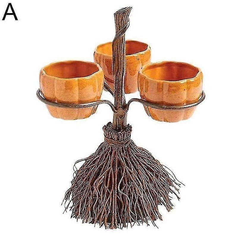pumpkin bowls broom stroage rack table decoration snack creative