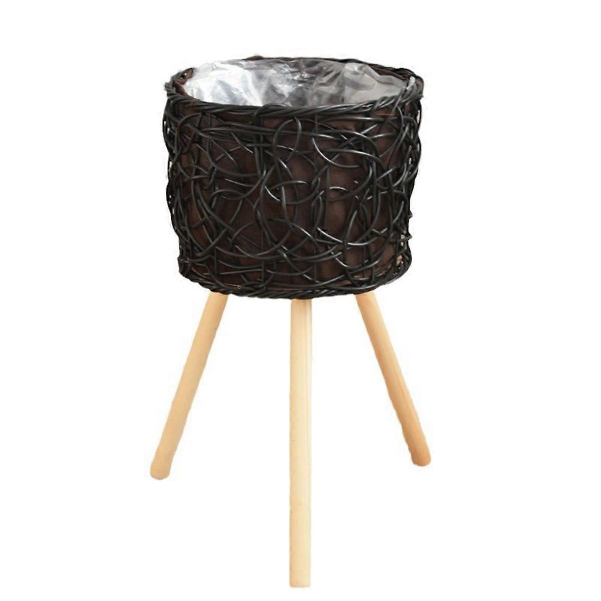 Balcony Floor-Standing Plant Baskets Woven Flower Pots Living Room Decorative Flower Stands Indoor Storage Racks,25cm