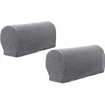Lot de 2 housses d'accoudoirs en tissu extensible lasthanne impermable antidrapant pour fauteuils, canaps, fauteuils inclinables (gris clair)