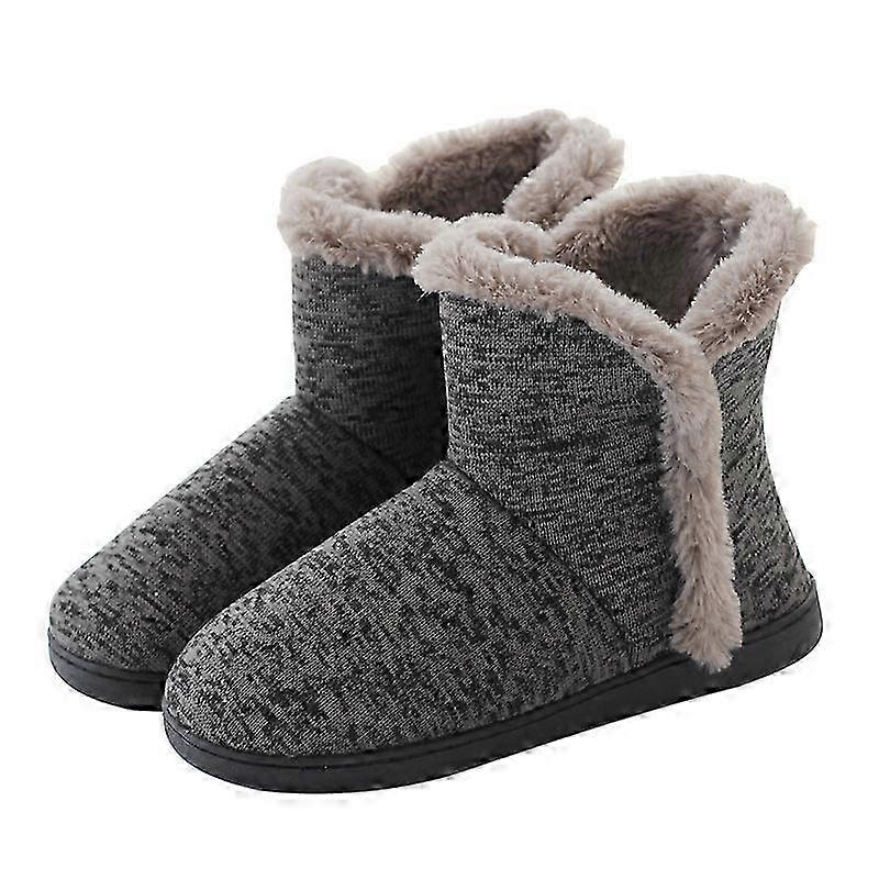 Winter Knitted Plush Warm Shoes Gray 41-42