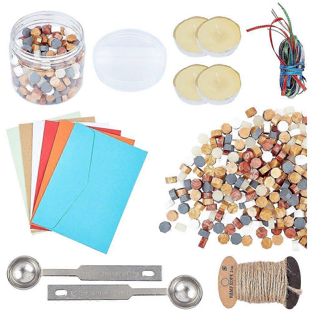 Sealing Wax Particles for Retro Seal Stamp with Hemp String Paper Envelopes Satin Ribbon Wax Seal Spoon Candle Plastic Beads Containers Column Spinge