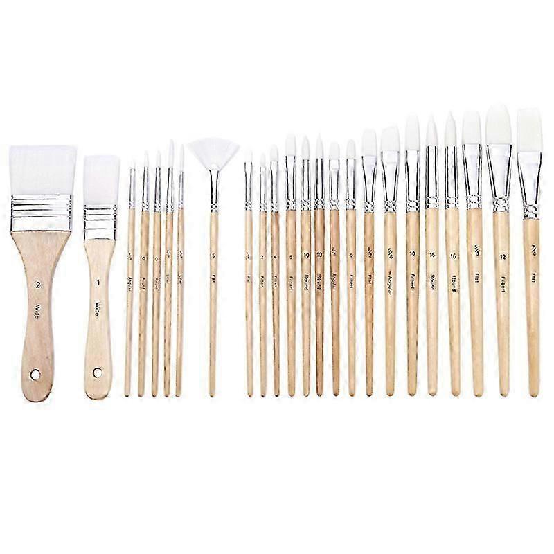 Basics Paint Brush Set, 24-Piece, Multi-Shaped Nylon for Various Paints