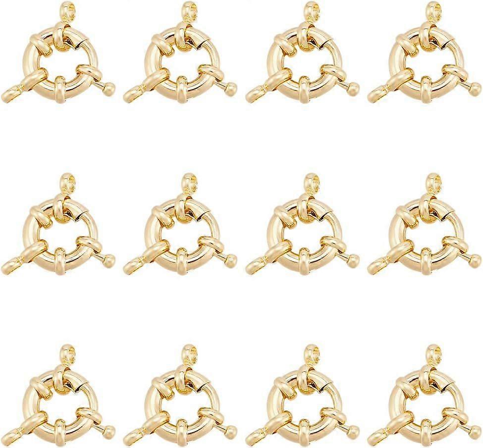 12Pcs 18K Gold Plated Spring Ring Clasps 22mm Round Clasps for Necklaces Bracelet Metal Close Ring Clasps Smooth Surface Clasps Connector Findings for