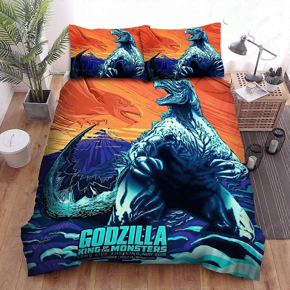 v52 Lakan Godzilla länge leve den digitala konsten lakan påslakan sängkläder set3-delat sängkläder set (1 påslakan + 2 kudde shams) y52