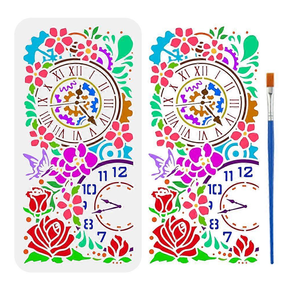 DIYスクラップブックフォトアルバムクロック150x300mmのための1pcペット中空描画絵画ステンシル