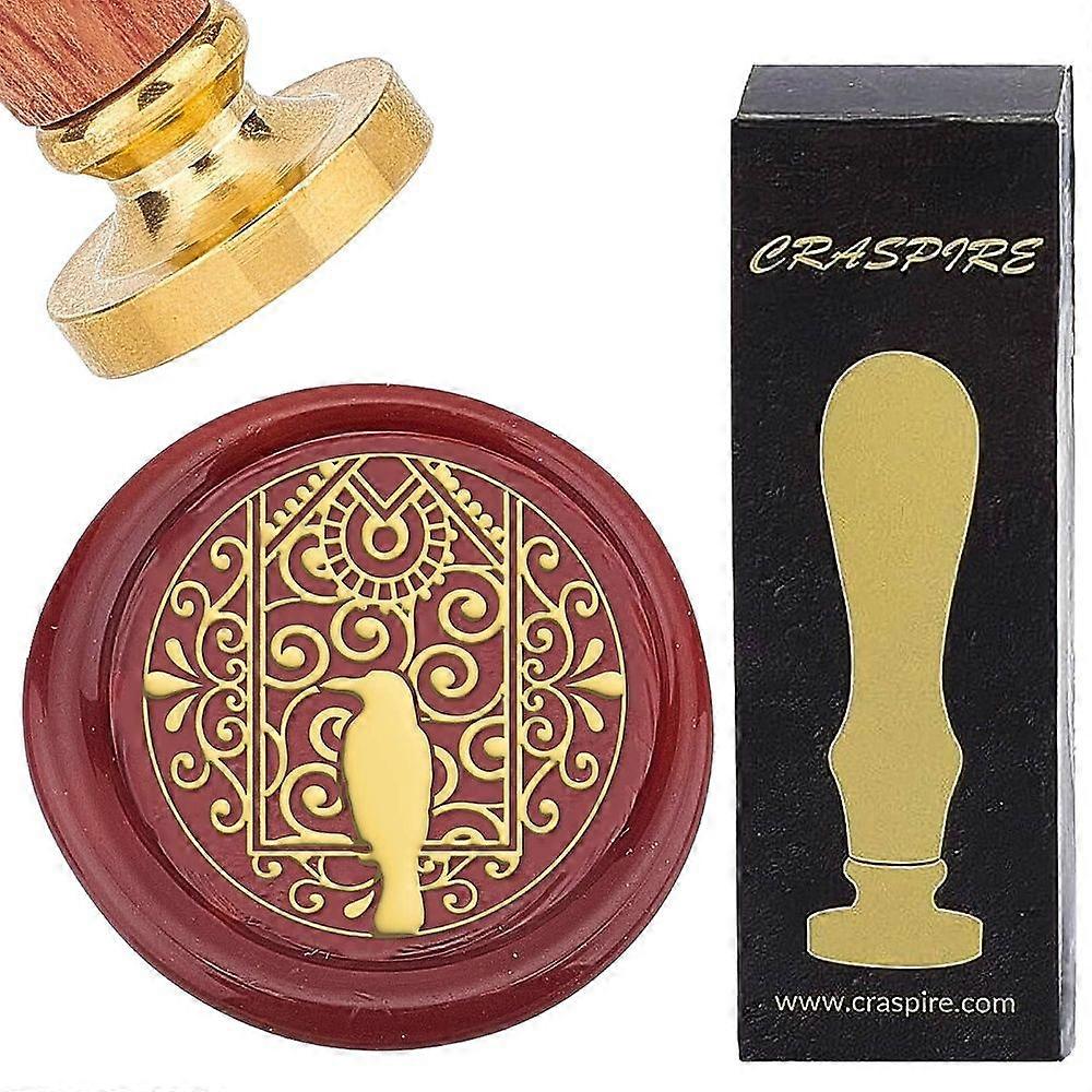 1Set Brass Wax Seal Stamps with Rosewood Handle for DIY Scrapbooking Raven 25mm