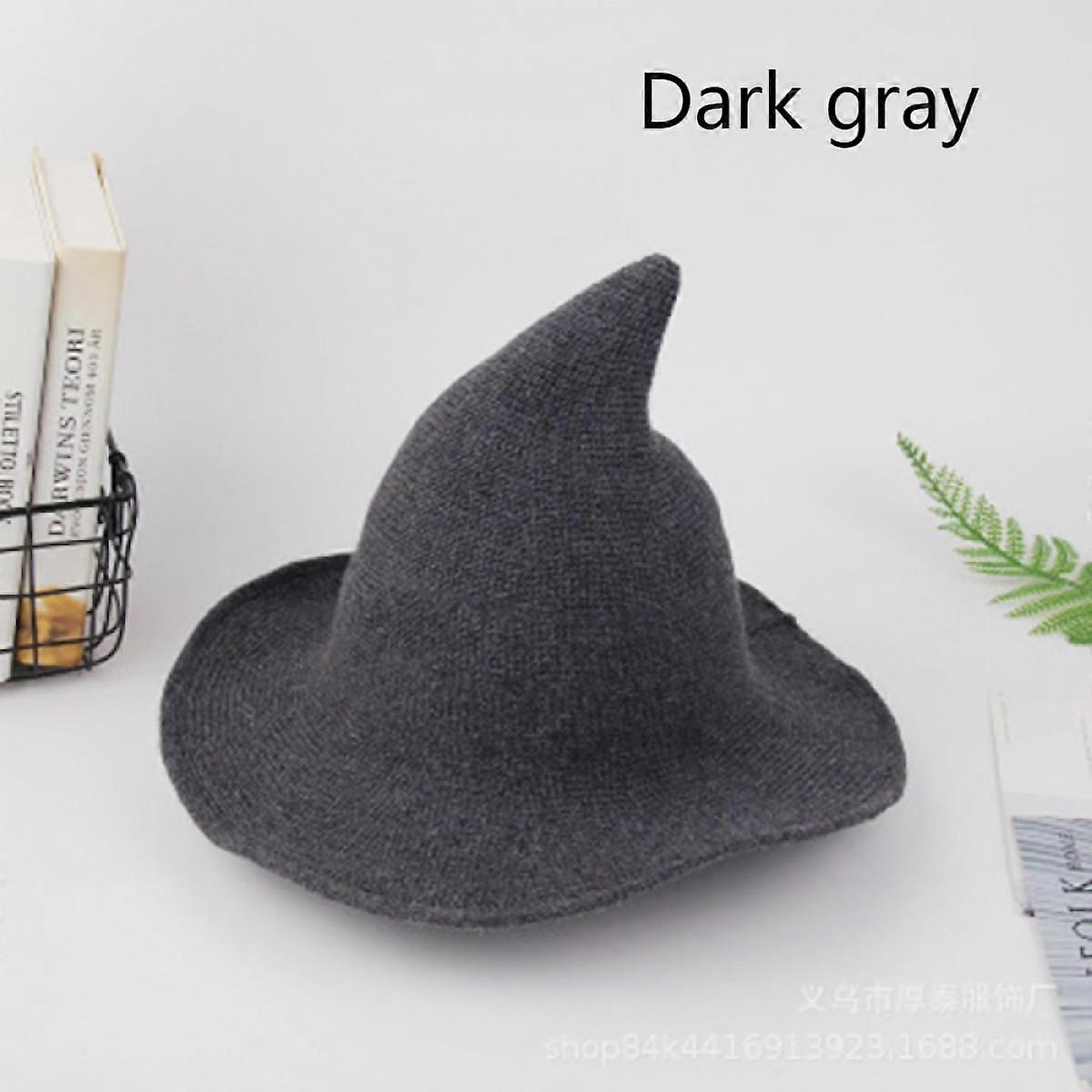 Explosive halloween wizard hat with pointed top and funny autumn and winter big brim knitted wool hat