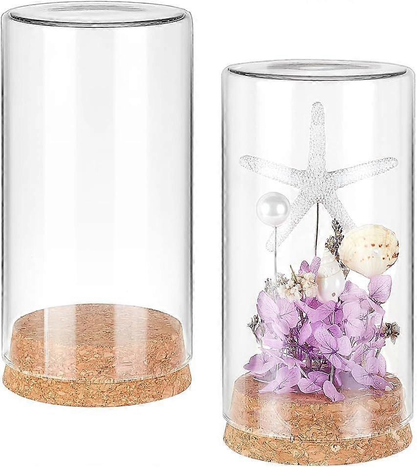 2Pcs Glass Bottles Cork Stoppers Clear Wishing/ Message Bottle Miniature Message Glass Bottle Vial Cork Bead Container Glass Favor Jars with Cork Lids
