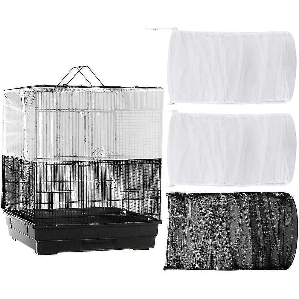 3pcs einstellbare Vogelkäfigabdeckung Samen Federfänger Universal Vogelkäfig Nylon Mesh Netz Abdeckung Soft Ai
