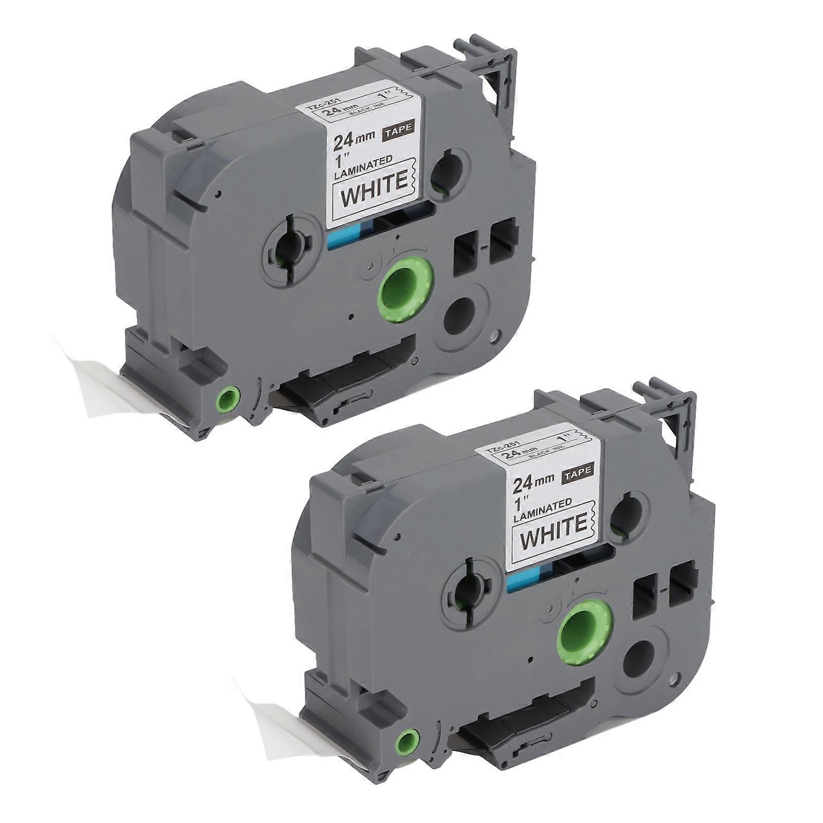 Label Maker Tape 24mm Wide 8M Long Black On White Even Inking Smart Sensing Replacement Label Maker Refills for TZe 651 White Box Of 2