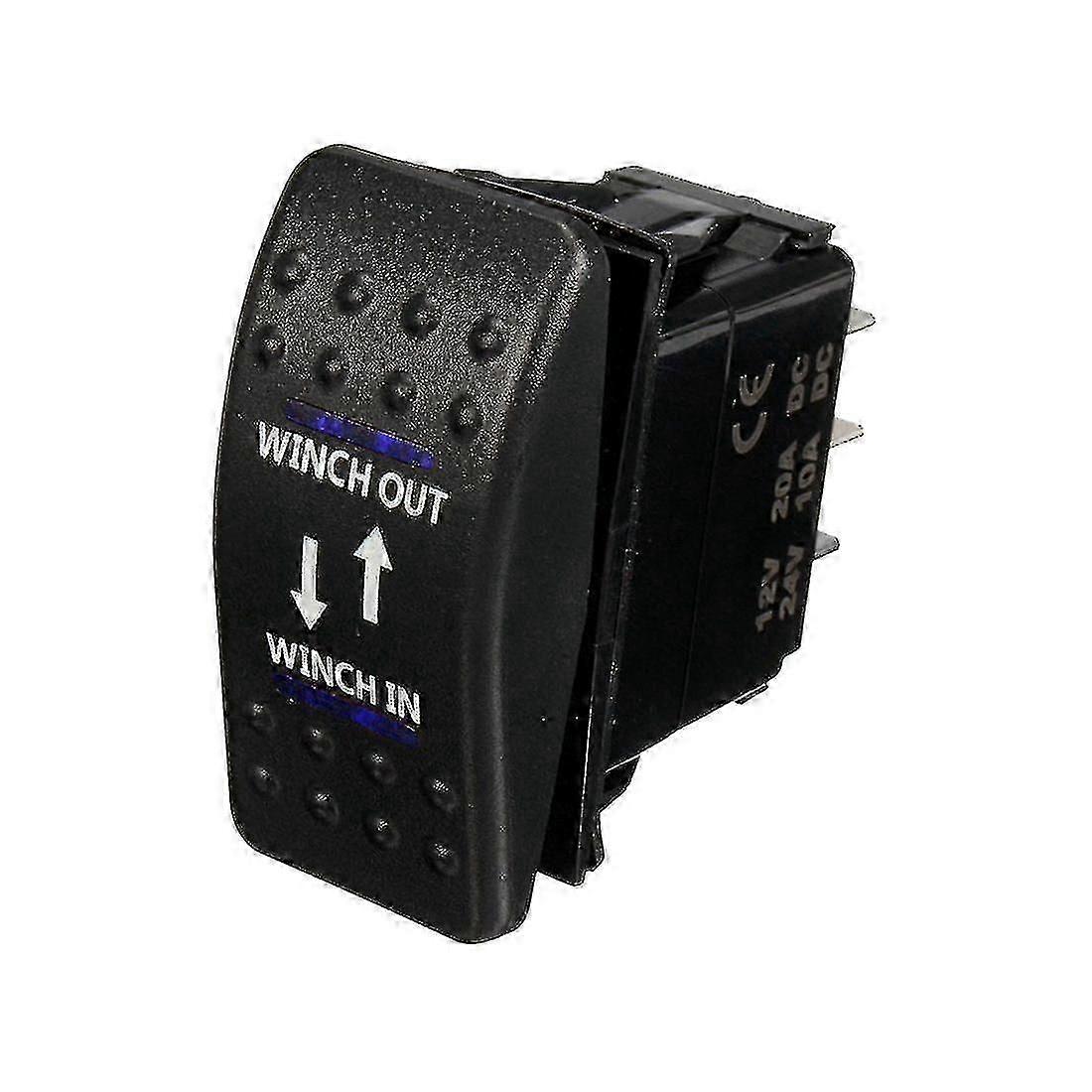 12v 20a Winch In Winch Out On-off-on Rocker Switch 7 Pin Led Blue