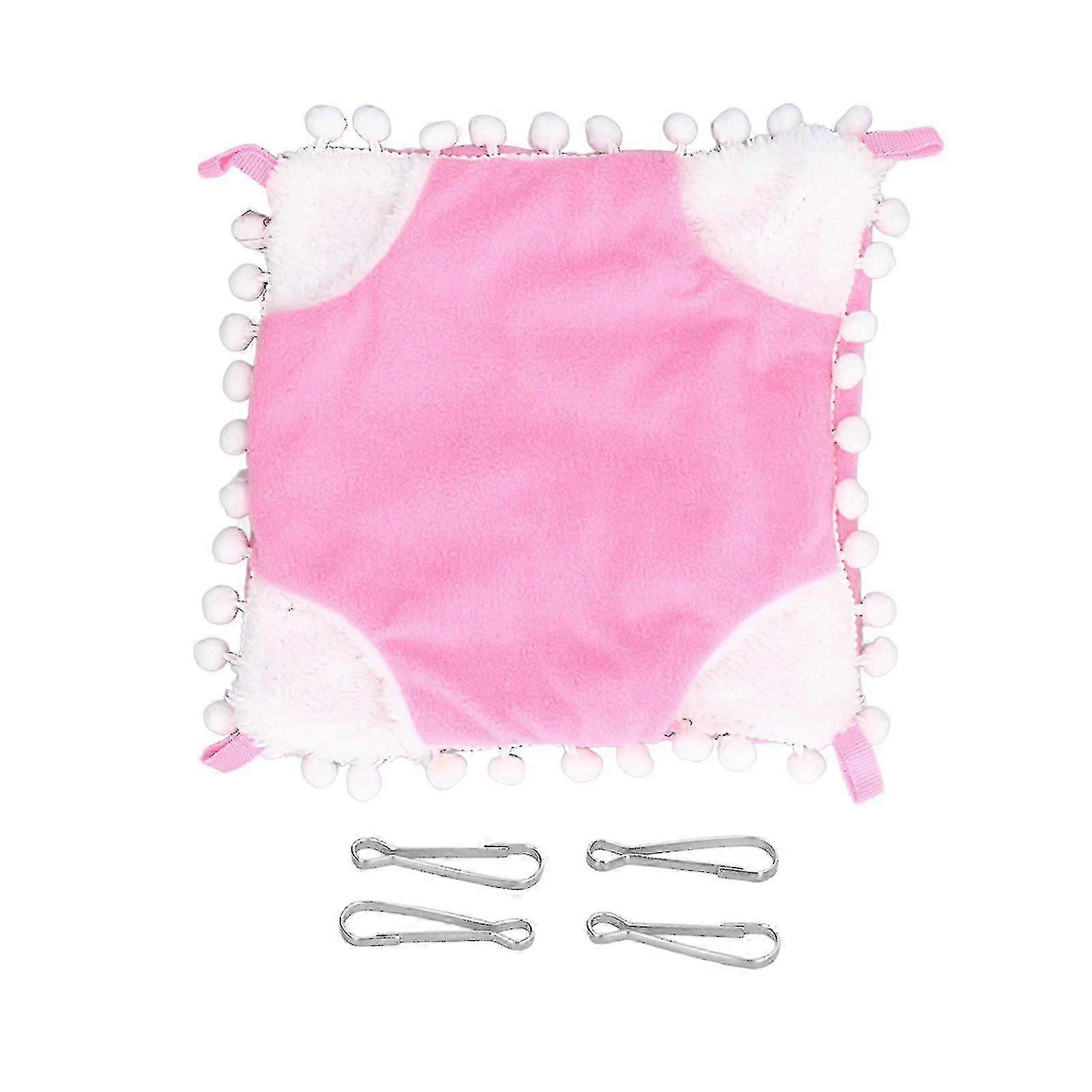 Parrot Bird Nest Hut Bed, Small Pet Cage Hammock for Hamsters, Sugar Gliders, Golden Hamster - Warm Hanging Hammock (Pink, L)
