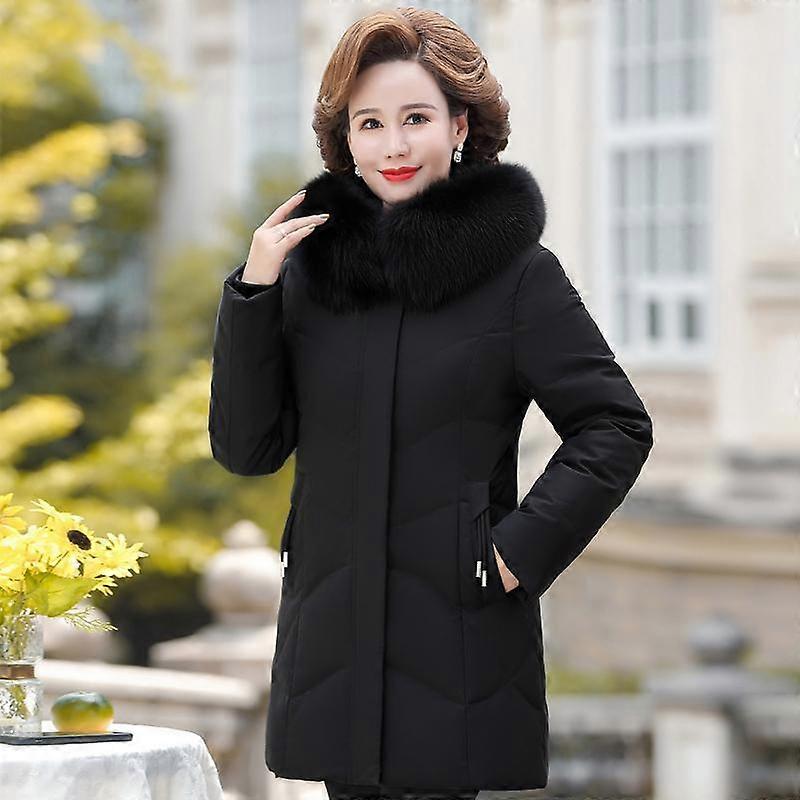 Vero collo di pelliccia Piumini invernali da donna di mezza età Plus Size Piumini d'anatra bianca per le donne Parka Capispalla caldi