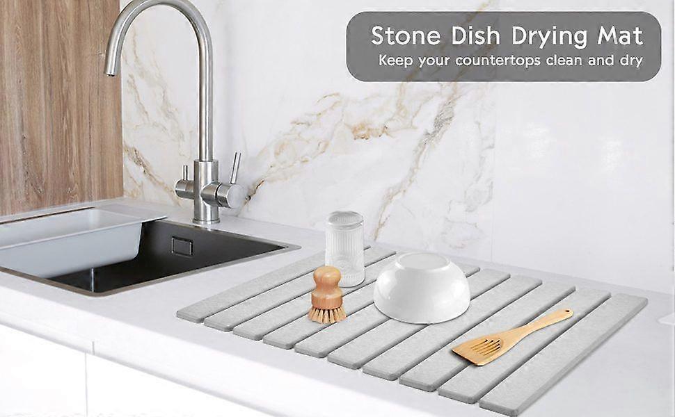 Large Collapsible Stone Dish Drying Mats for Kitchen Counter