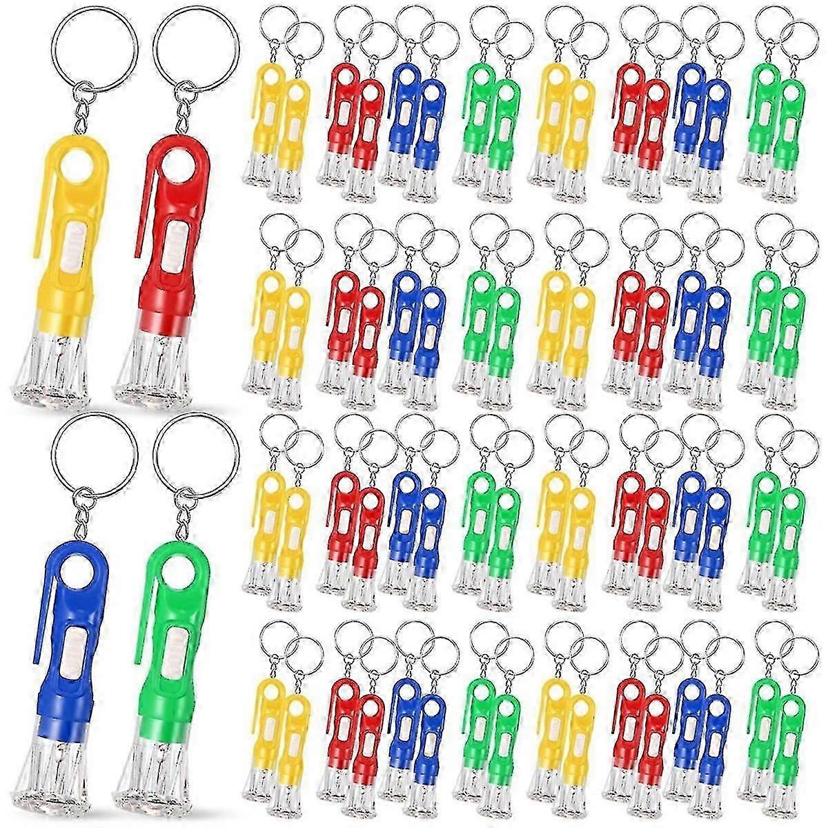 100Pcs Mini Flashlight Keychain Bulk for Kids Assorted Colors Torch Keyring Flashlights LED Keychain Camping Party Favor