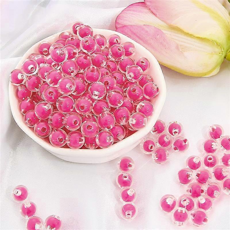 110Pcs Acrylic Frosting Beads Transparent Round Loose Beads For Jewelry Making DIY Necklace