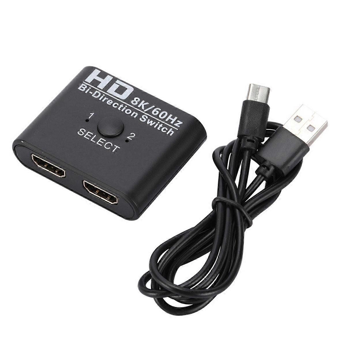 8K 60Hz -Compatible Switch Splitter Bi-Direction 1X2/2X1 -Compatible Switcher 2 In1 Out for TV Box