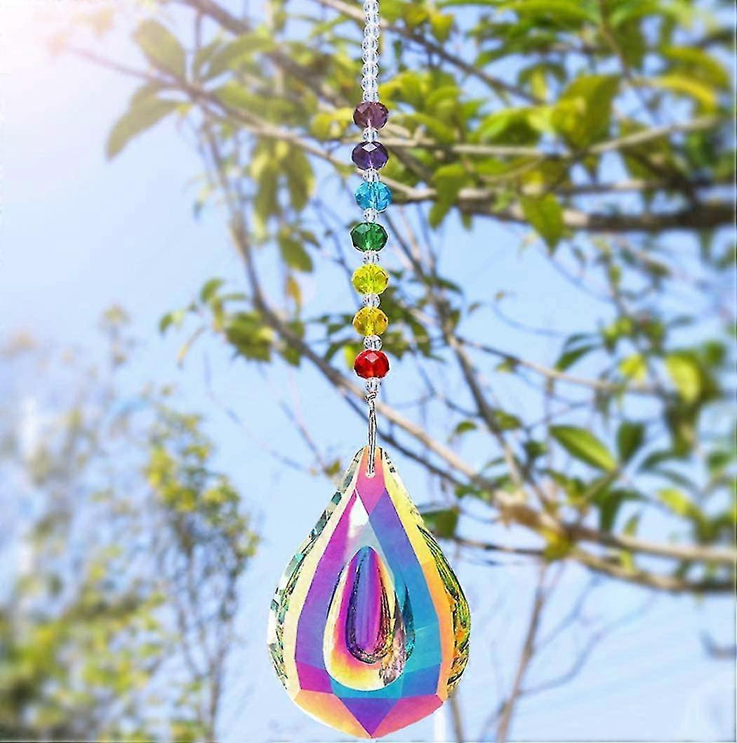 Attrape-soleil en cristal de couleur chakra, prisme AB de 76 mm, compatible avec une fenêtre ou une suspension extérieure
