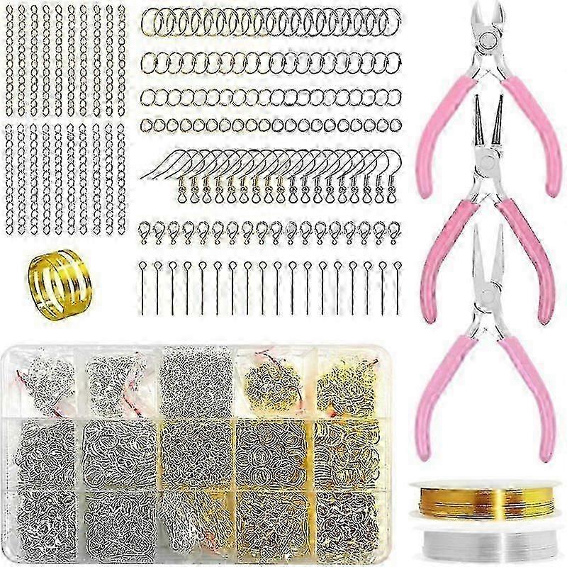 1166Pcs Jewelry Making Supplies Kit Contains Silver & Gold Earring Findings, Lobster Claw Clasps, suitable for DIY and Repair