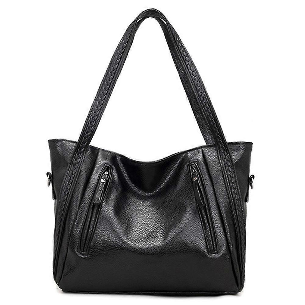 Women's Woven PU Handbag Crossbody Bag with Adjustable Strap, Large Capacity, Stylish Design in Black or Brown