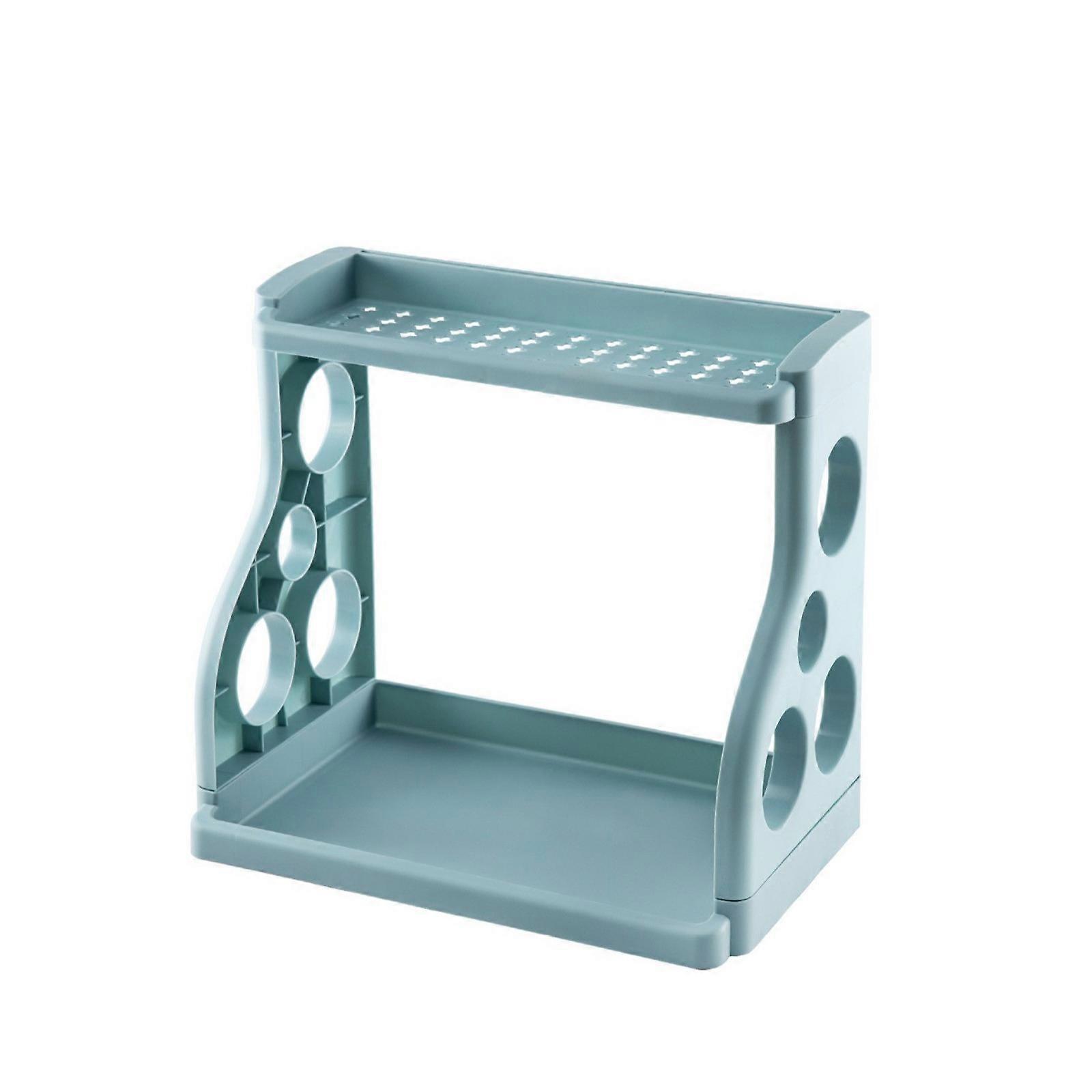 Multi-purpose Kitchen ShelfDouble Plastic Floor Kitchen Spice RackRemovable Hole Knife Storage Shelf