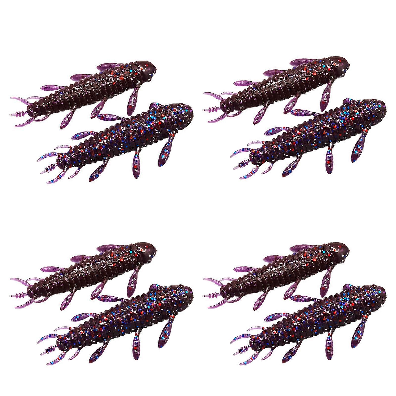 8 Teile / Satz Weiche Verrückte Rigs Würmer Köder Kunststoff Angelköder Würmer Angelköder Kurze Würmer Künstliche Köder Schwimmköder tiefviolette Farbe