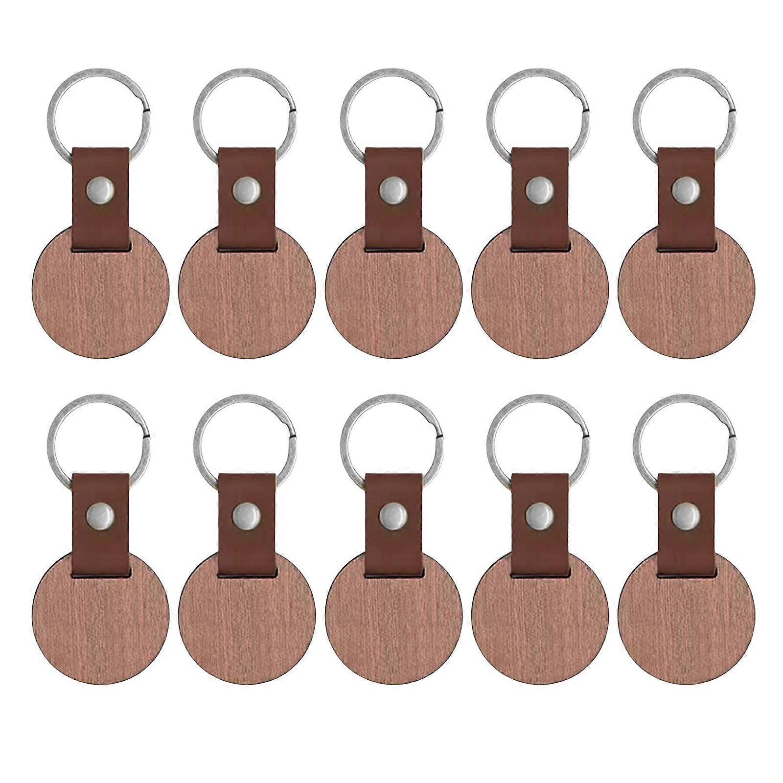 10Pcs Blank Wood Keychains Sturdy Blank Wood Keychains Ornament Designed For Engraving And Craft Enthusiasts