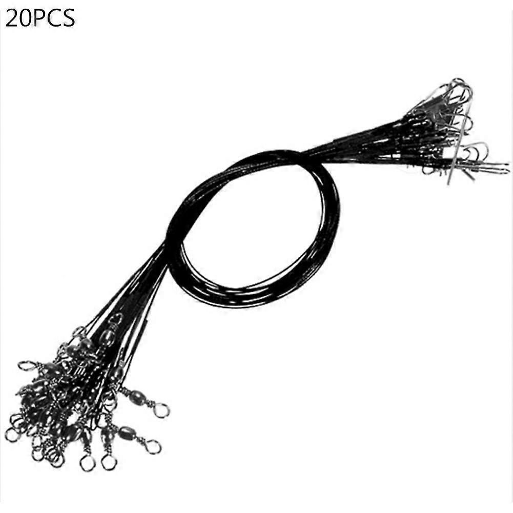 Puntos 20Pcs Anti-Bite Steel Wire Leader Swivel Fishing Line Tackle Tool Fish Accessory