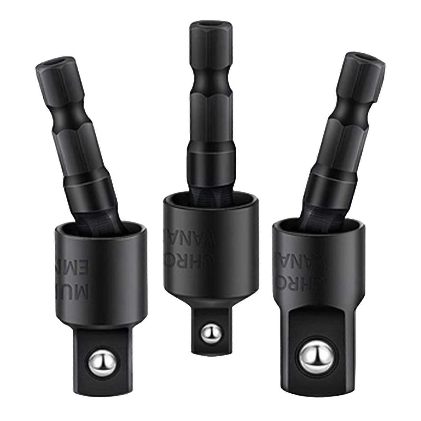 3Pcs 1/4" 3/8" 1/2"Driver Sockets Adapter Extension 360° Rotatable Universal