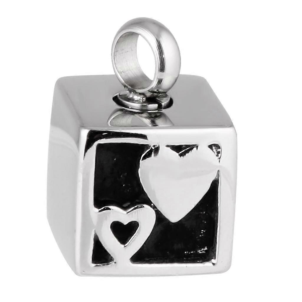 Heart Pattern Cube Cremation Ashes Holder Urn Memorial Keepsake Pendant
