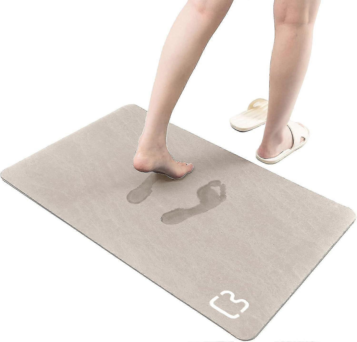 Diatomaceous Earth Bath Mat Highly Absorbent Bath Mat Quick Dry Non-slip Bath Mat Bath Stone Mat Thin Bathroom Floor Mat, Machine Washable, Rectangula