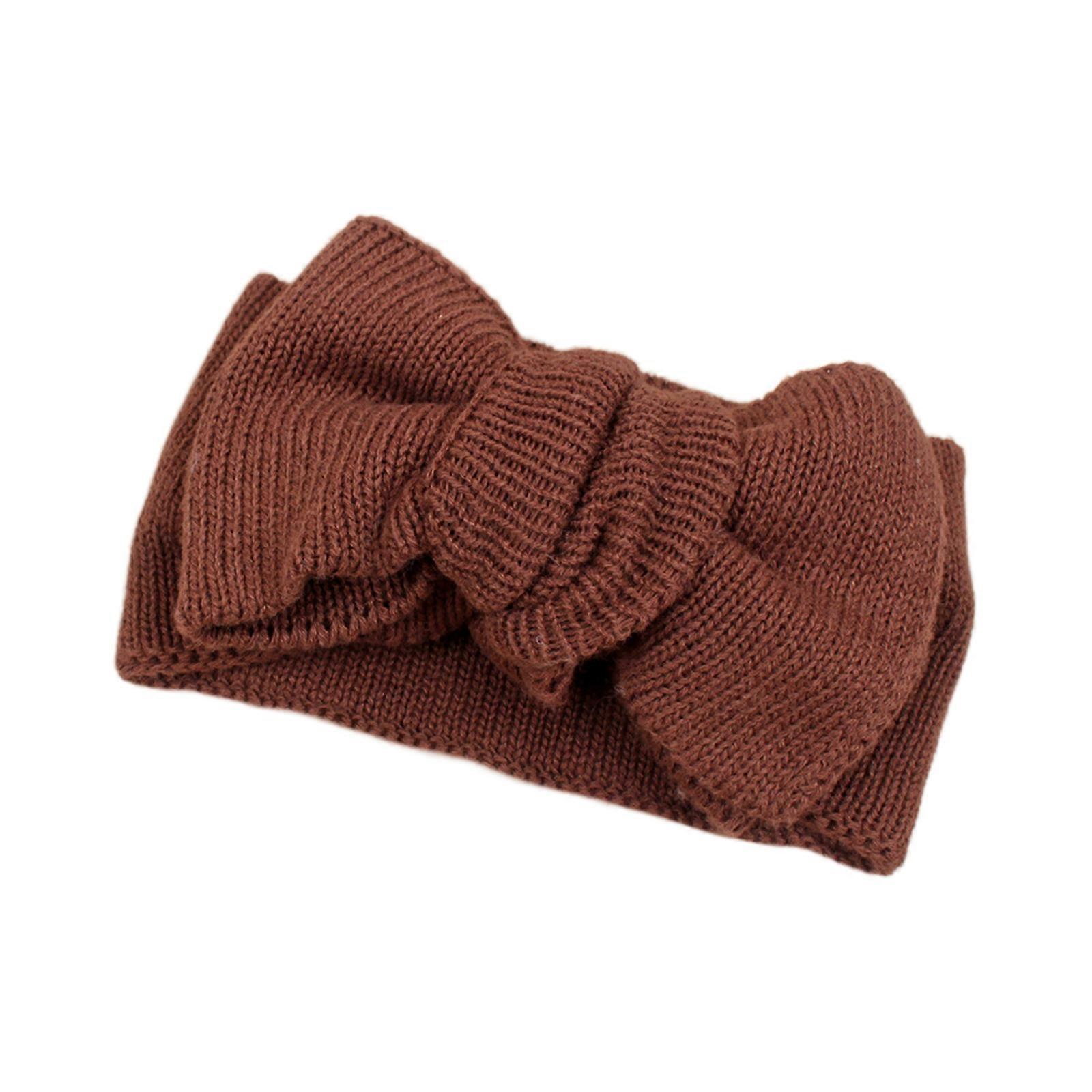 Baby Bowknot Headband Wide Band Bow Hair Bands Μαλακά ελαστικά πλεκτά καπέλα για κοριτσάκι Νεογέννητα κεφαλόδεσμοι Head Wraps Καφές