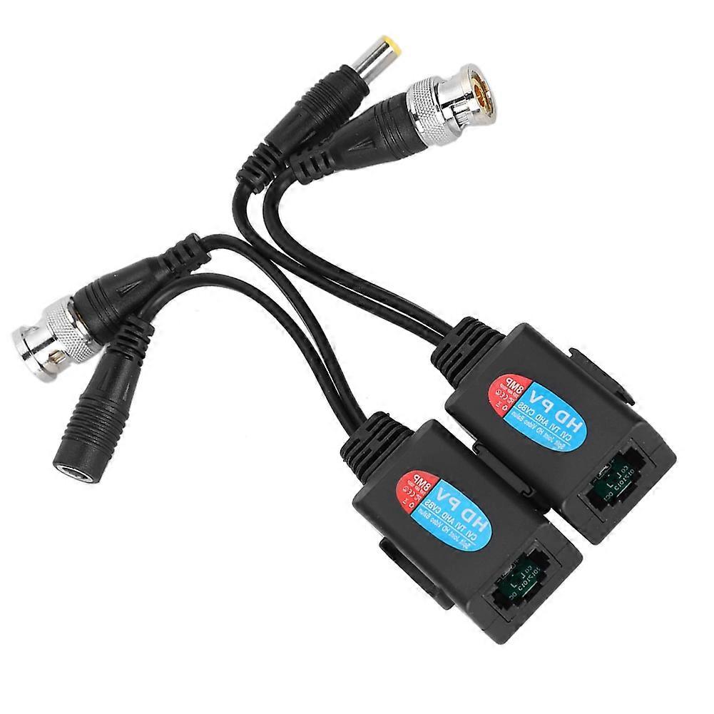 2Pcs 8MP HD LED Video Balun Transmission Twisted Pair Transmitter with Thunder Protection