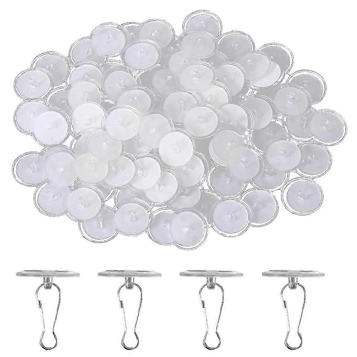 80 Pack Removable Transparent Wall Hanger Self-Adhesive Ceiling Hooks for Hanging Sticky Ceiling Ho