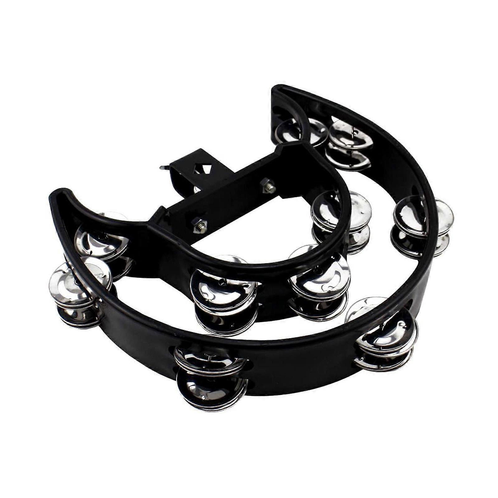 Drum Set Half Moon Tambourine with Mounting Eye Bolt Hi-Hat Tambourine with Double Row Jingle Easy Installation Multicolor