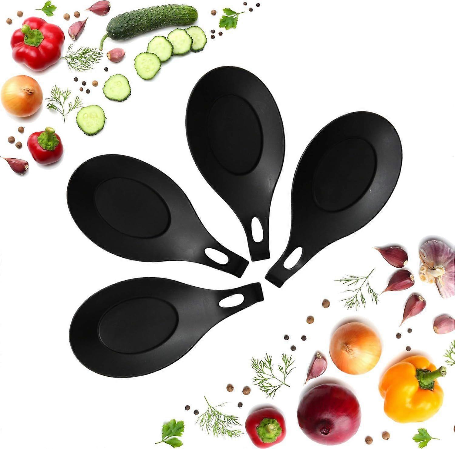 Cookware Repose-cuillre en Silicone (Ensemble de 4) - Noir