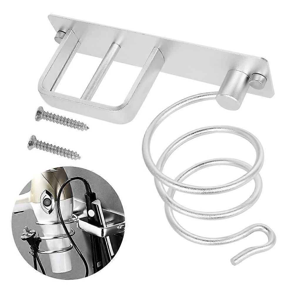 Metallo d Asciugacapelli Holder Asciugacapelli Regolatore Armadio Parete Porta Installazione Strumenti per la cura dei capelli Bagno WC per WC (Argento)
