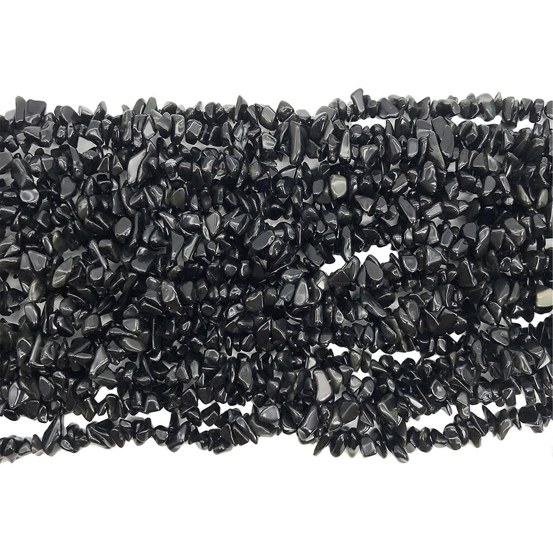 1 string of tumbled obsidian crushed beads for jewelry making and healing crystals 5-8 mm